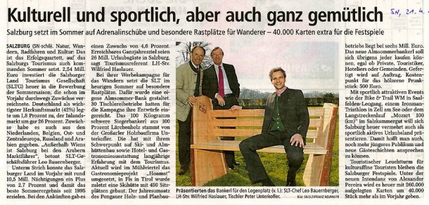 Bericht in den Salzburger Nachrichten vom 21. 4. 12