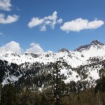 Blick zum Draugstein. Nein es ist nicht Winter, trotzdem liegt ab ca. 1700 Metern eine geschlossene Schneedecke