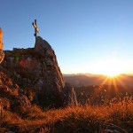 Sonnenuntergang am Draugstein mit seiner markanten Nordwand