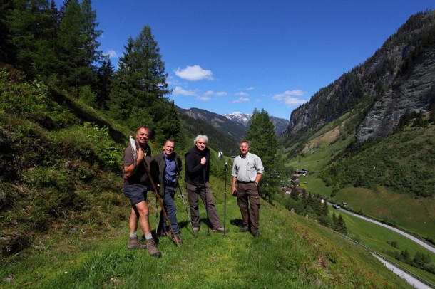 Wanderweg-Begehung alter Hubalmsteig, v.l.n.r: Hias Laireiter, Rupert Gschwandtl, Franz Zraunig, Robert Schilcher (ÖBF)