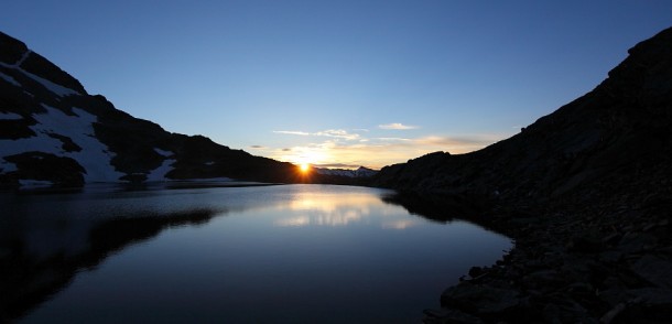 Jetzt ist sie da! Sonnenaufgang am Oberen Schwarzhornsee