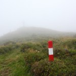 Aufstieg auf den Penkkopf, entfernt schon das Gipfelkreuz