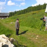 Sepp Forcher und das Team von Klingendes Österreich auf der Saukaralm