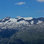 Blick vom Kreuzeck zu Keeskogel, Ankogel und Tischlerkarspitz (v.l.n.r)