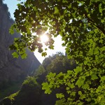 Unterhalb der Sonne die Brücke der Großarler Landesstraße