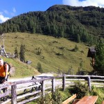 Ankunft mit dem Mountainbike auf der Maurachalm - im Hintergrund erhebt sich mein Top-Lieblingsberg "Kitzsteingabel"