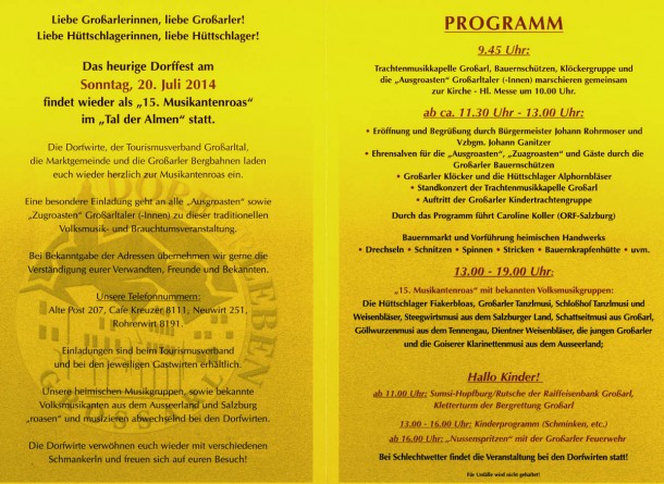 Programm Musikantenroas 2014