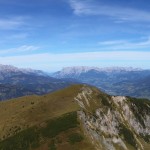 Vor mir das Heukareck, darüber Tennen- und Hagengebirge bzw. der Hochkönig