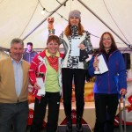 Siegerinnen Gruppe "rot" 1. Iwona Kowalczeska, 2. Jasmin Zimmermann, 3. Luise Lidl mit Norbert Rohrmoser vom Hotel Auhof