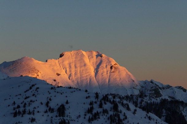 Höllwand beim Sonnenaufgang - aufgenommen bei -20 °C