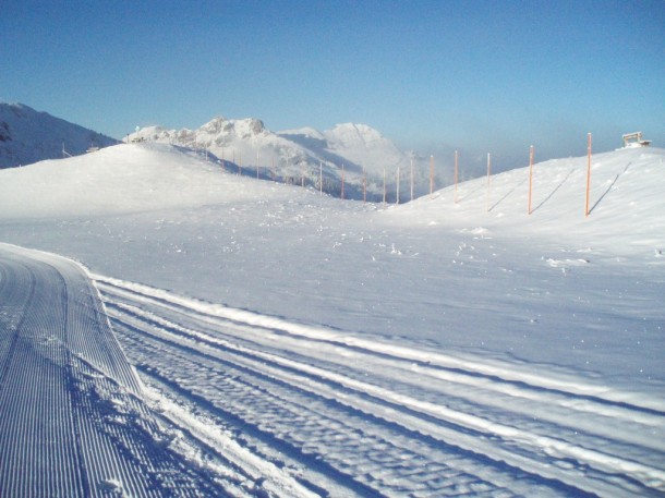 So sah es heute mittag (5. 12.) auf der Skischaukelverbindung mit Blick Richtung Schuhflicker aus