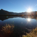 Eben ging die Sonne auf, Blick vom Speicherteich ins Ellmautal