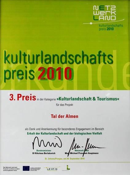 Urkunde Kultur- & Landschaftspreis