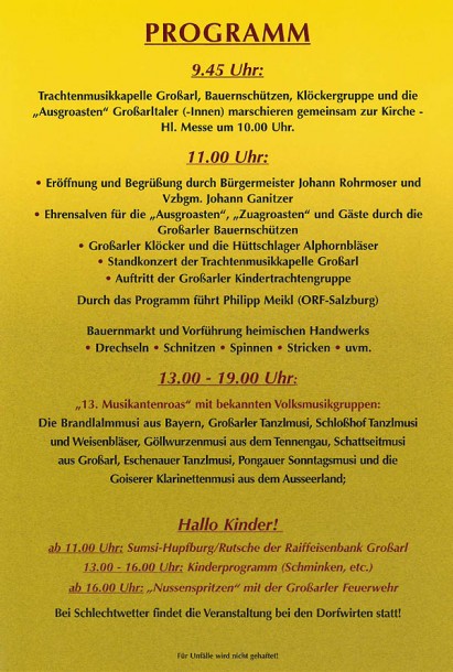 Programm 13. Musikantenroas im Tal der Almen